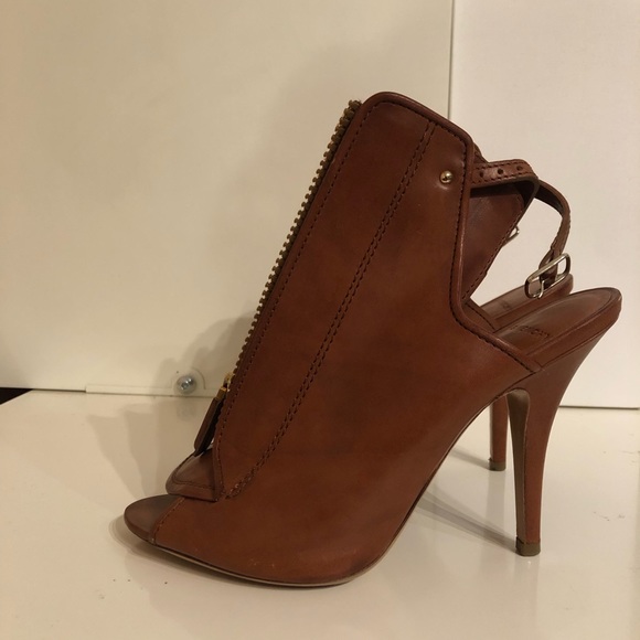 GIVENCHY Peep Toe Zip Front Leather Ankle Boot Gladiator Sandal Cognac, 37.5 - Picture 5 of 10